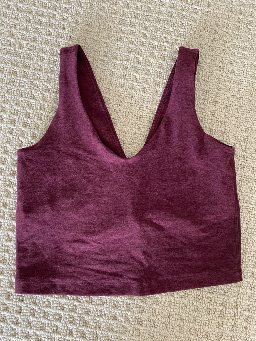 Beyond Yoga Midnight Burgundy Heather Spacedye Good Day Cropped Tank Bra Small